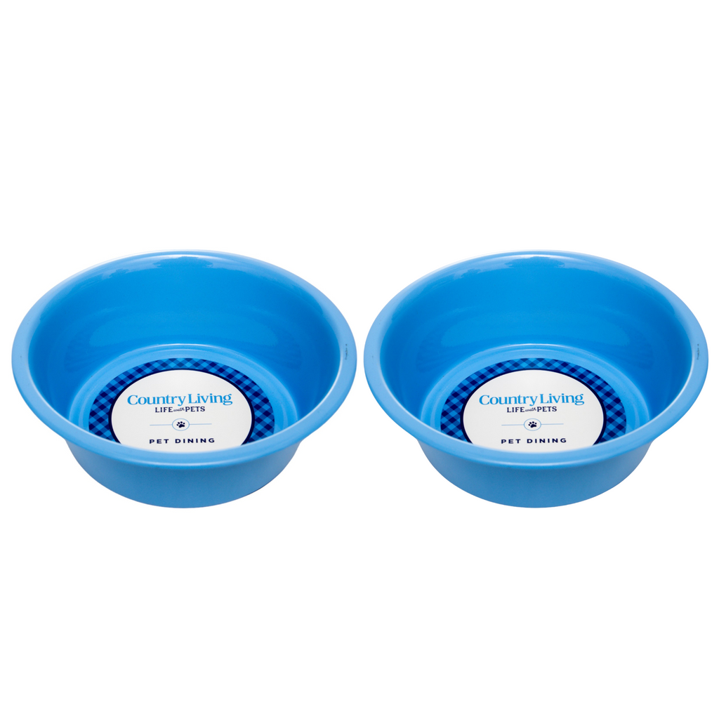 Country Living Set of 2 Coated Stainless Steel Heavy Dog Bowls - Ideal for Medium to Large Breeds